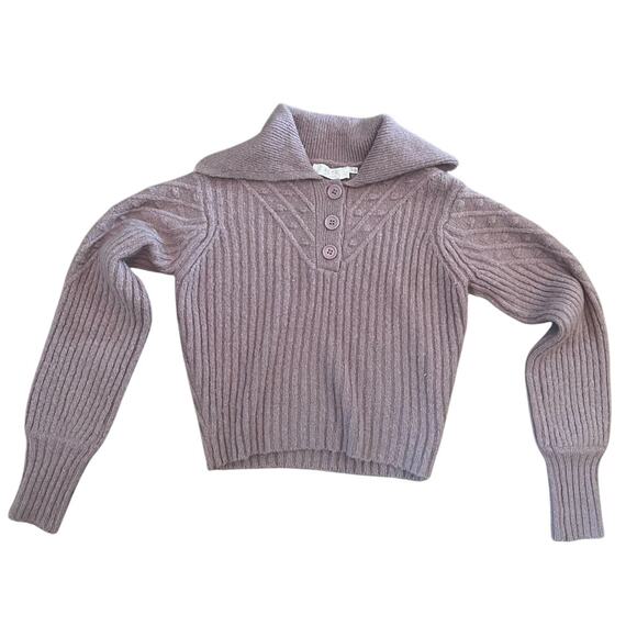 Womens Astr The Label Wool Blend Button Polo Collared Sweater Lilac Lavender S - Picture 2 of 5